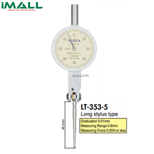 Đồng hồ so chân gập TECLOCK LT-353-5 (0.8mm/0.01mm; Lực đo nhỏ)
