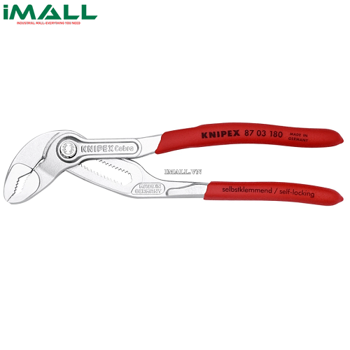 Kìm Nước Mỏ Quạ Cobra® Mở đến Ø42mm dài 180mm mạ chrome Knipex 87 03 180