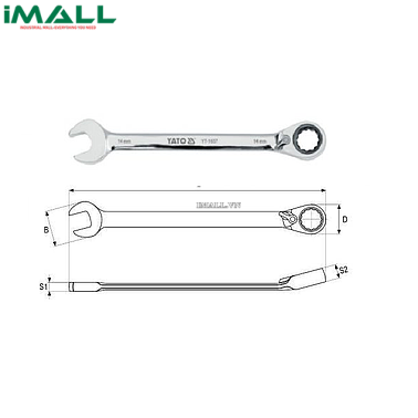 [648112344690] Cờ lê vòng miệng tự động đảo chiều có chốt khóa Yato YT-1660 (17mm)