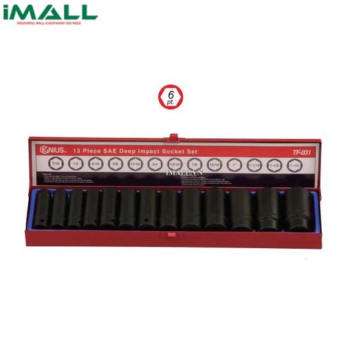 [589169432750] Bộ Khẩu Loại Dài Dùng Cho Súng 1/2" GENIUS TF-031 (13 Chiếc 7/16"~1-1/4")