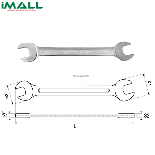 [946283343681] Cờ lê 2 đầu miệng loại dài hệ mét Yato YT-0123 (20x22mm)