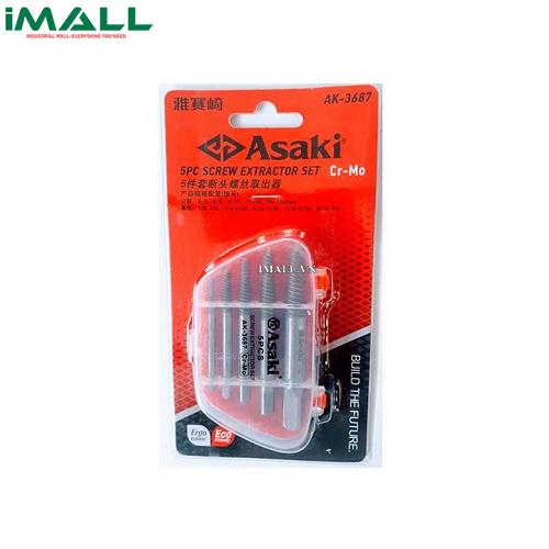[424114234652] Bộ mũi ren lấy bu lông ốc vít gãy 5 chi tiết Asaki AK-3687
